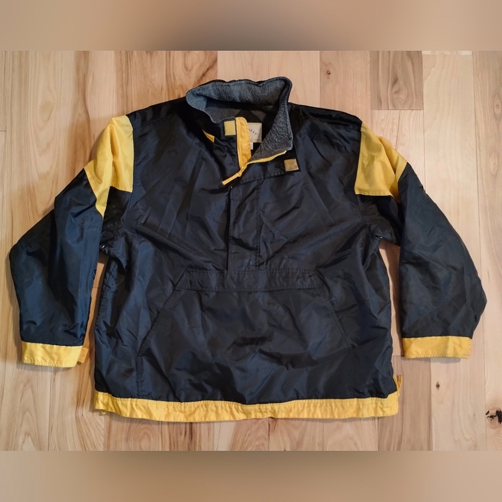 Vintage County Seat Outerwear Pullover 1/4 Zip Jacket Black And Yellow Size XL